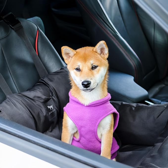 JACKO & CO - Fleece Vest Sweater with Leash Ring - Soft Lightweight Breathable for Puppies Small Medium Dogs, Kitten, Cats, Chihuahua - Warm for Fall/Autumn/Winter (Purple, Medium 6-10lbs)