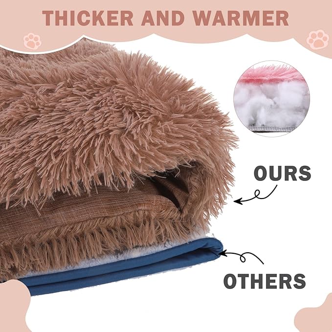 SCENEREAL Self Warming Cat Bed, Heated Cat Bed Mat for Cats Small Dogs, 2 in 1 Soft Plush, Washable Pet Pad for Indoor Outdoor Kitten Puppy, Brown 28" x 24"