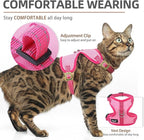 PUPTECK Cat Harness and Leash Set Escape Proof, Reflective Adjustable Soft Mesh Kitten Vest Harness for Walking Travel, Pink, M