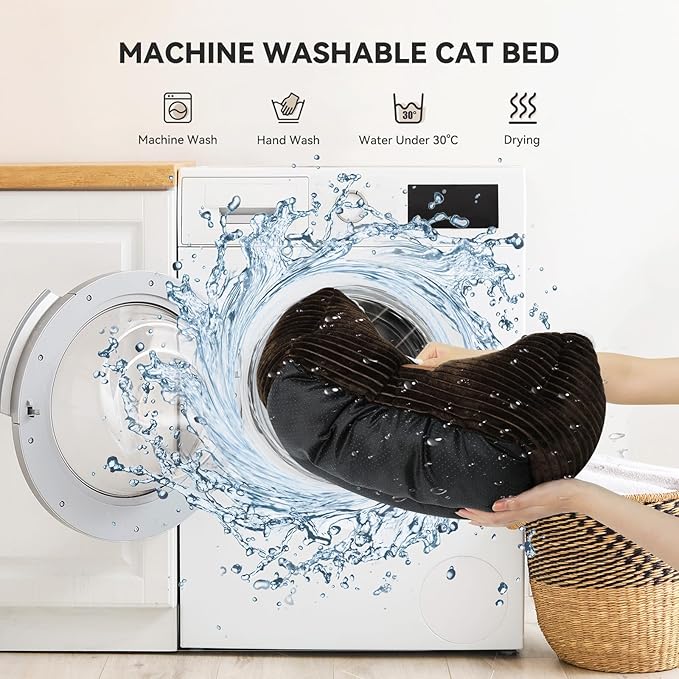 Cat Dog Bed for Pets, Rectangle Pet Bed Gift for Puppy and Kitten, Machine Washable Calming Fluffy Pet Couch Sofa for Indoor Outdoor, Portable Soft Cat Bed with Non-Slip Bottom (Small, Brown)