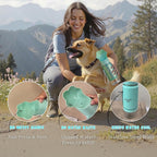 Stainless Steel Dog Travel Water Bottle, Vacuum Insulated Portable Dog Water Dispenser, Large Bottle with Drink Cup On The Go, Outdoor Walking, Hiking, Travel (Mint, 22oz)