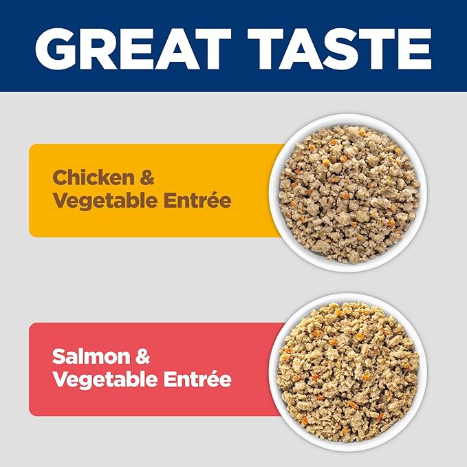 Hill's Science Diet Adult 1-6 Sensitive Stomach & Skin Wet Dog Food Variety Pack: Chicken & Vegetable; Salmon & Vegetable Loaf, 12.8 oz. Cans, 12-Pack