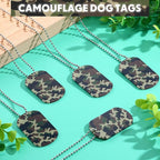 Wonderjune 60 Pack Camouflage Military Dog Tags Necklaces Acrylic Army Party Decorations Supplies Bulk with 70 cm Steel Long Beaded Chains for Soldier Men Dogs