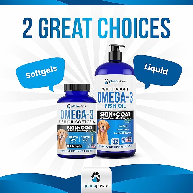 Omega 3 Fish Oil for Dogs Capsules - Salmon Oil for Dogs - Dog Fish Oil Supplement May Help Shedding, Allergy, Itching - Support Dry Skin, Joints - Dog Skin and Coat Supplement - 180 Fish Oil Pills