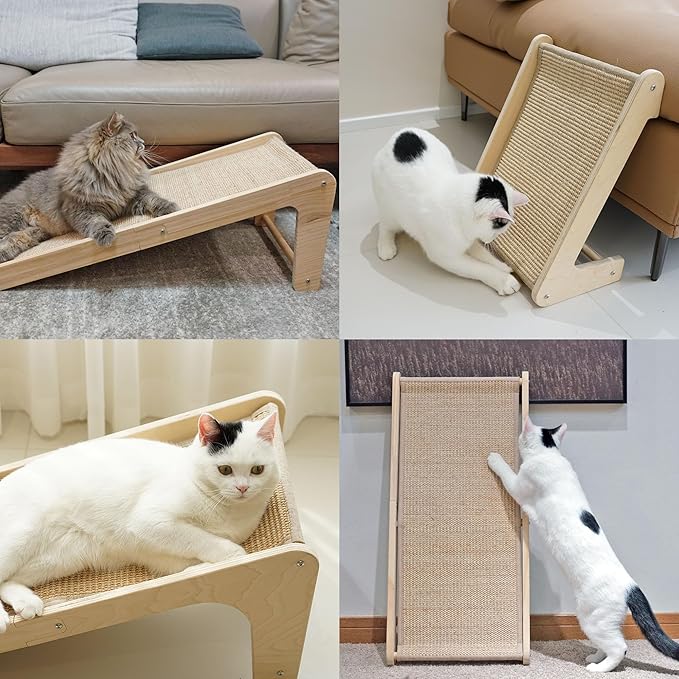 Cat Scratcher, L-Shape Cat Scratching Pad, 27 Inch Sisal Scratching Ramp, Protecting Furniture Scratch Pads for Indoor Cats, Catnip, Large