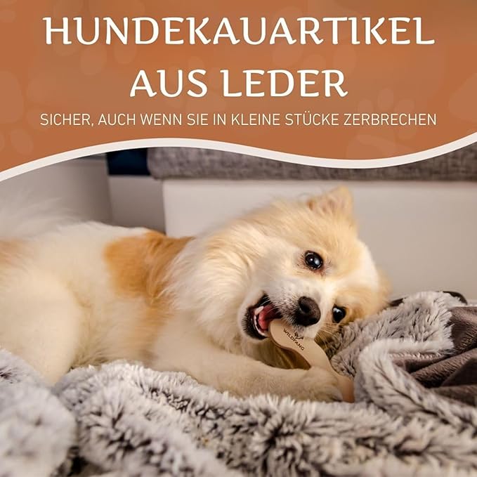 Wildfang® Leather Dog Toy, Medium - Leather Bone for Teething Dog, Dental Toys for Puppies, Training for Chewing Muscles, Puppy Chew Bones for Light or Medium Chewers (for Dogs 22-33 lbs), Pack of 3