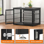38 Inch Heavy Duty Dog Crate Furniture for Large and Medium Dogs, Decorative Pet House End Table, Wooden Cage Kennel Furniture Indoor, Gray