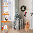 2 Panels Full Matel Freestanding Dog Gates with Door, 48"Extra Wide 36"Tall Free Standing Dog Pet Gate for Indoor & Outdoor. Foldable Pet Fences for Doorways, House, Stairs, Porch, Deck, Yard