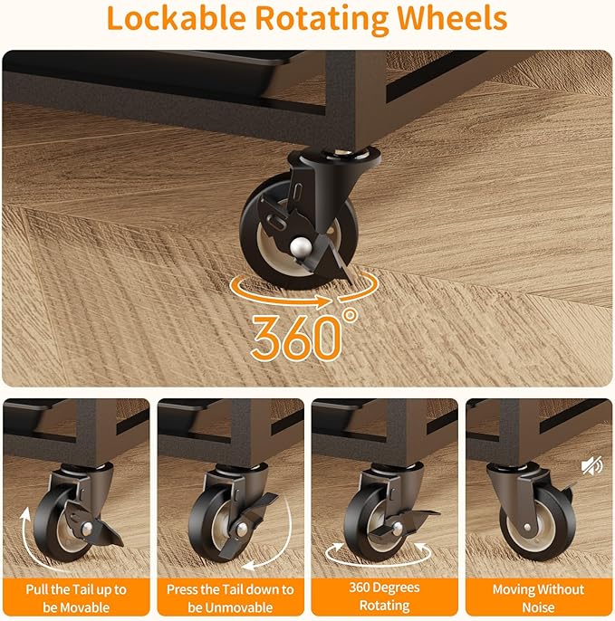 Dog Crate Furniture for Extra Large Dogs, 47 Inch Indoor Kennel, Wooden Pet Cage Decorative Corner End Table with Caster Wheels & Double Removable Tray, Greige