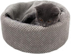 Winsterch Washable Cat Bed - Round Soft, Cozy & Warming for Indoor Cats. Calming Kitten Pet Bed. Small Cat Pet Covered Cat Cave Beds (Gray,12.59 x 12.59 x 5.91 in)
