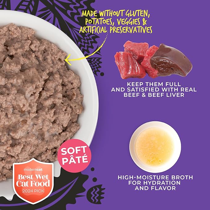Tiki Cat After Dark Soft Pate Wet Cat Food, Beef & Beef Liver Recipe, 5.5 oz. Can (8 Count)