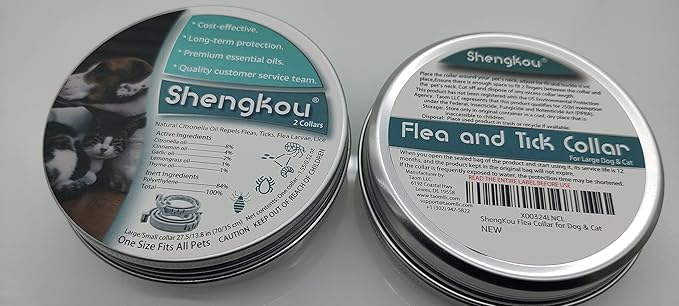 Flea and Tick Collar for Dogs and Cats - Safe and Natural Prevention and Control of Pests on Puppies and Kittens - Waterproof - Free Comb - 2-Pack (13.8 in & 27.5 in)