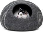 MEOWFIA Cat Cave – Premium Felt Cat Bed for Indoor Cats, Handmade 100% Merino Wool (Dark Shades) (Medium, Dark Grey)