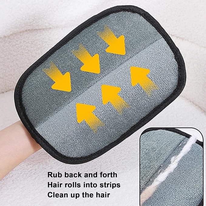 2Pcs Pet Hair Removal Glove for Cats & Dogs, with 2Pcs Toothbrush, Upgraded Five-Finger Electrostatic Pet Hair Gloves, Washable Reusable Pet Hair Remover Tool for Clothing, Couch, Carpet, Car Seat