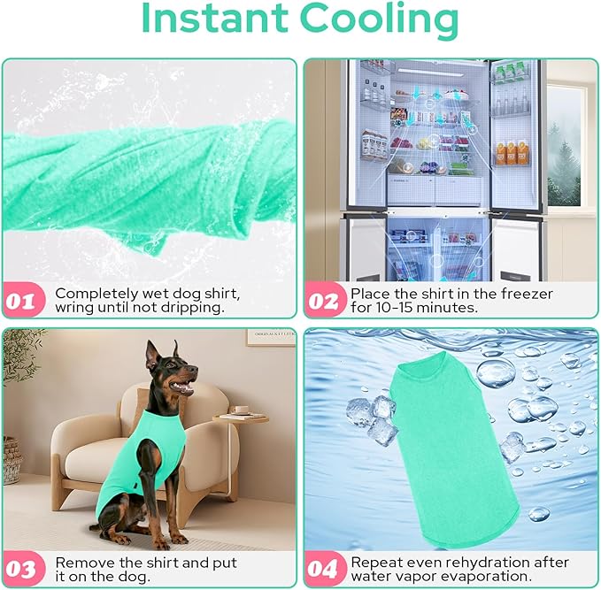 2 Pack Dog Shirts, Quick Dry Breathable Dog Clothes Pet Sleeveless Vest, Lightweight Stretchy Tank Top T-Shirts for Large Dogs, Rose Red+Lake Blue (2XL)