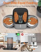 HoneyGuaridan 5L Automatic Cat Feeder for Two Cats, 5G WiFi Smart Feed Pet Feeder with Stainless Steel Bowl,APP Control Dispenser, Dual Power Supply,Desiccant Bag,10s Meal Call Black