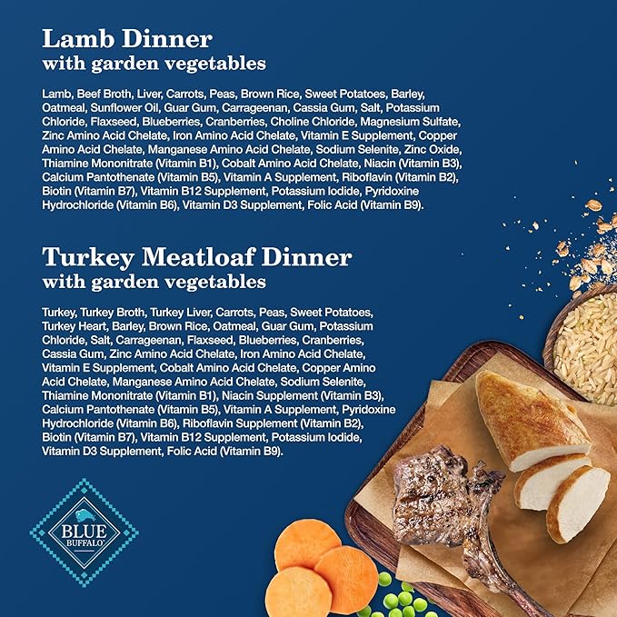 Blue Buffalo Homestyle Recipe Adult Wet Dog Food, Made with Natural Ingredients, Turkey and Lamb Dinner Variety Pack, 12.5-oz Cans (6 Count, 3 of Each)