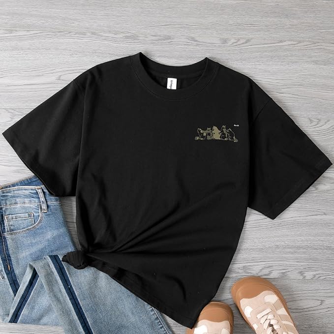 Cute Cat Graphic Tees for Women Harajuku Shirt Letter Printed Oversized T Shirts Aesthetic Casual Baggy Tshirts…