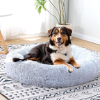 Donut Dog Bed, Large Dog Bed, Cat Bed, Washable Round Bed for Large Dogs, Cat, Indoor (Light Grey, 36", L)