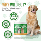 Wild Gut - Natural Probiotic Supplement for Pets | Supports Digestive Health & Gut Microbiome | 8 Probiotic Strains | 3 Bottles