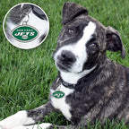 NFL New York Jets Engraving Pet ID Tags in 32 Team Logo Shapes Personalized Dog Tags and Cat Tags with 3 Lines of Customizable Text for Tracking & Safety. Stainless Steel Pet ID Tracking Tags