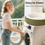 Love's cabin Round Donut Cat and Dog Cushion Bed, 30in Pet Bed for Medium or Large Dogs, Anti-Slip & Water-Resistant Bottom, Soft Durable Fabric Pet beds, Washable Calming Cat & Dog Bed Olive Green