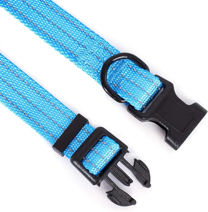 Mile High Life Dog Collar | Nylon Reflective Dog Collars | Light Weight Puppy Collars | Dark Blue Dog Collars for Large Dogs (Dark Blue, Large)