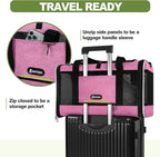 Cat Carrier 18x11x11 Delta Airline Approved, Easy Load Soft Pet Plane Travel Bag 15 pounds, Teacup Dog Crate 12 lbs, Yorkie Kennel Carrying Case, Kitten Toy Poodle Mesh Cage up to 20lbs Pink
