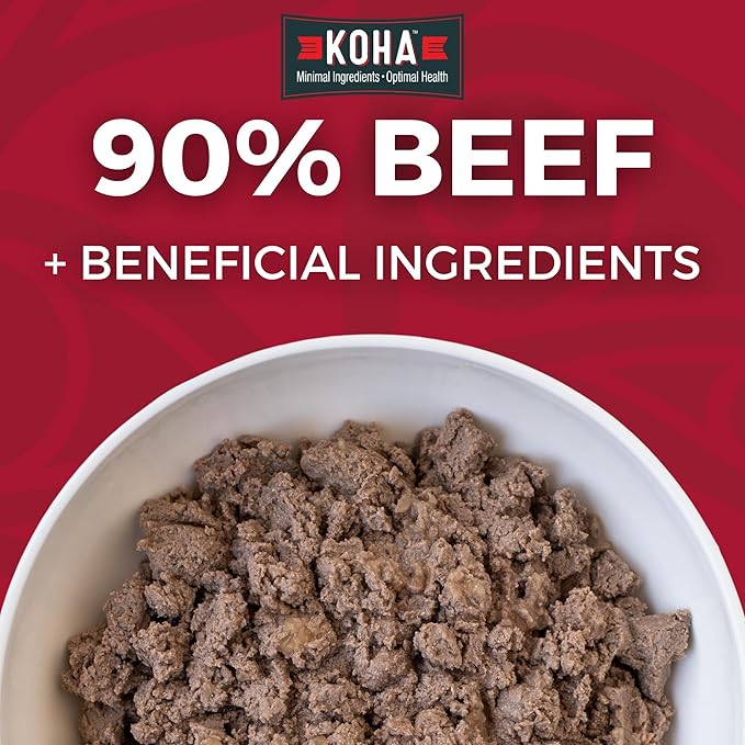 KOHA Limited Ingredient Diet Beef Entrée for Dogs - Grain Free Wet Dog Food with No Fillers - Sensitive Stomach Beef Dog Food 13 oz Pack of 12