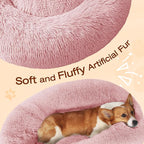 JOLLYVOGUE Dog & Cat Bed, Calming Anti-Anxiety Pet Bed for Small Dogs, Fluffy Donut Cushion for Small and Medium Pets (20")