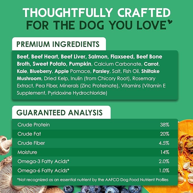 Farmland Traditions The Good List Air-Dried Dog Food, Premium Beef & Bone Broth for Dogs, Protein Rich & Grain-Free Nutrition, 2.2 Pound Bag