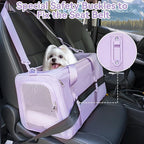 PETSFIT Soft-Sided Cat Carriers & Car Seats with Patent Safe Buckles, Clip-On Harness，19"x12"x12" Pet Travel Carrier - 20 lbs Capacity (Purple)