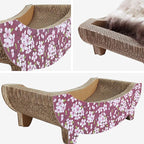 Cat Scratching Post Lounge Bed, Boat Shape Cat Scratcher Cardboard, Durable Recycle Board Pads Prevents Furniture Damage