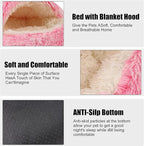 HYQ Dog Bed for Small Dogs, Cozy Cat Cave Bed, Cat Beds for Indoor Cats Washable, Non-Slip Cat Beds, Calming Dog Bed with Hooded Cover, Dog Bed with Cover for Small Medium Pets (Pink, 20×20 Inch)