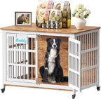 EasyCom 42"/41"/33" XL Heavy Duty Dog Crate Furniture with Casters, Dog Kennel Indoor for Large and Medium Dogs, Double-Doors Sturdy Dog Cage for Anxiety Dog, Decorate House as TV Stand, Bedside Table