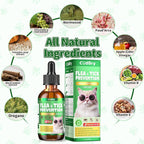 Flea & Tick Support for Cats – Natural Herbal Drops with Multivitamin – Fleas and Ticks Comfort Formula for Cat All Breeds & Ages – Bacon Flavor