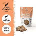 Canine Cravers Single Ingredient Dog Treats – Premium Lamb Fillets - Human Grade Air Dried Hypoallergenic Pet Food – Grain, Gluten, and Soy Free – 100% All Natural – 5.3 oz