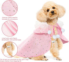 KOUPA Pet Wedding Costume for Cat Small Dogs, Sparkly Cat Clothes Tulle Cloak for Puppy Kitten, Halloween Dog Outfit Suit for Party Holiday Christmas, Pink