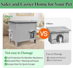 Outdoor Cat House Weatherpoof Large Plastic Cats Houses with Escape Door Indoor Waterproof Feral/Pet Cat Shelter Outside for Multiple Cats (Grey)
