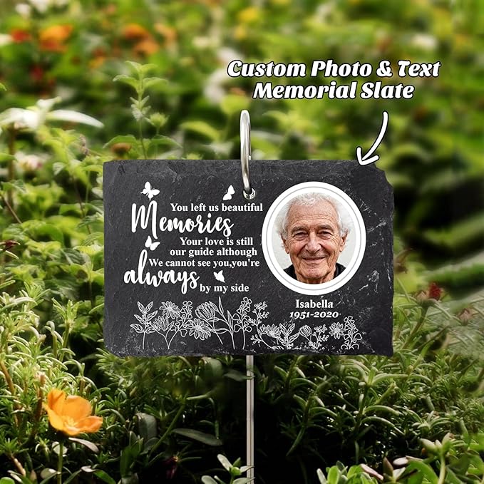 Engraved Pet Memorial Garden Stone with Stake, Custom Dog/Cat Loss Gift, Honor Your Beloved Pet, Personalized Outdoor Remembrance Gifts