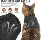 PUPTECK Cat Harness and Leash Set Escape Proof, Reflective Adjustable Soft Mesh Kitten Vest Harness for Walking Travel, Black, M
