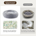 Donut Dog Bed Medium Size Dog, Round Cat Beds for Small Medium Dogs and Cats with Washable Fluffy Faux Fur, Cute Comfort Pet Bed with Anti-Slip Bottom, Grey, 30"
