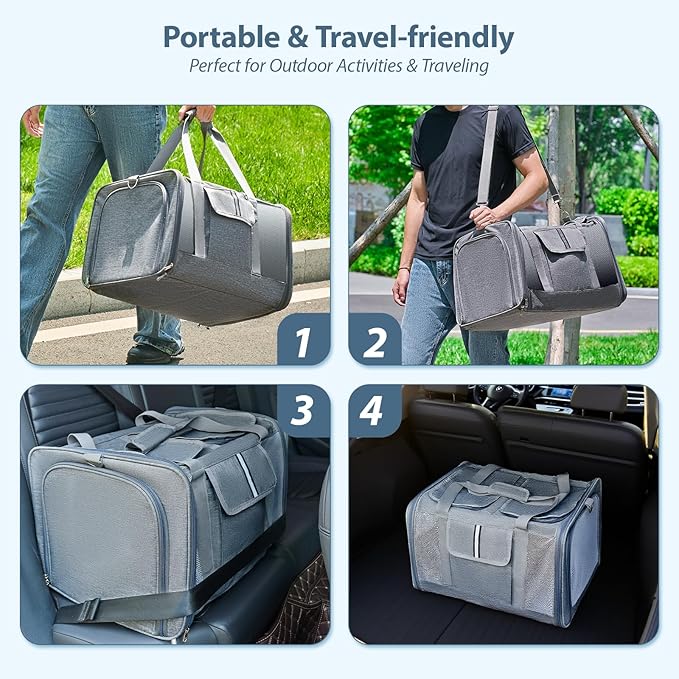 Cat Carrier for 2 Cats – Large Expandable Soft-Sided Pet Travel Carrier, Dual Compartments, Privacy Protection, Dog Carrier for Small/Medium Dogs, Home & Outdoor Use