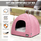 Cat Beds for Indoor Cats -Premium Pet Beds for Cats and Small Dogs, Cat Bed Cave, Comfortable Covered Cat Bed, Cat Tent, Kitten Bed, Small Animal Bed and Cat Hut with Cushioned Pillow (Large, Pink)
