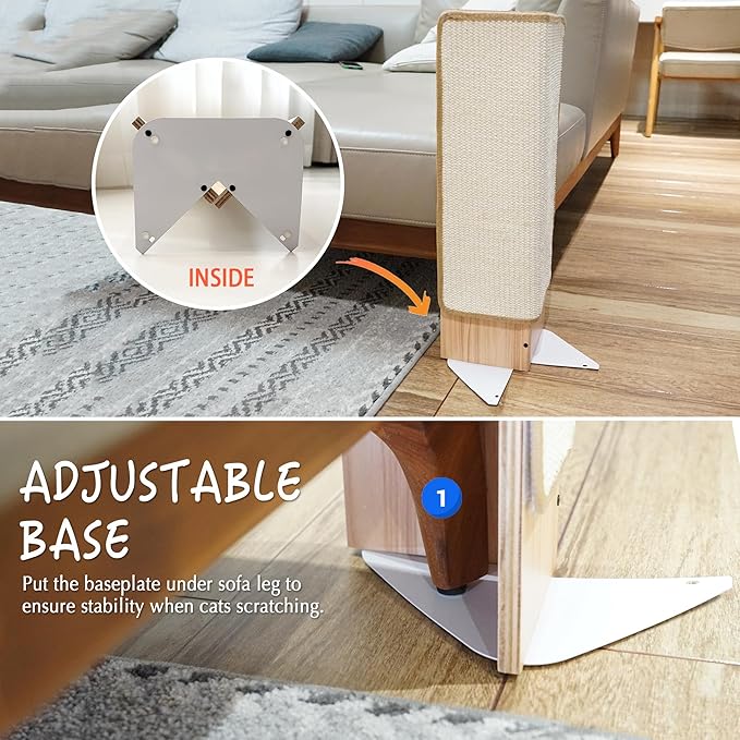 PETKARAY Couch Corner Cat Scratcher, 28" Corner Scratching Post Wall Scratcher, Sisal Furniture Protector for Sofa with Reversible Base, Large