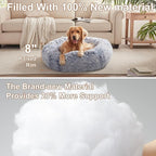 36 inches Donut Dog Bed for Large Dogs - Calming Fluffy Round Pet Bed with Removable & Washable Cover,Fits up to 100 lbs Pets (Dark Blue,Large)