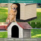 YITAHOME Large Plastic Dog House Outdoor Indoor Doghouse Puppy Shelter Water Resistant Easy Assembly Sturdy Dog Kennel with Air Vents and Elevated Floor