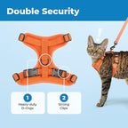Voyager Escape-Proof Step-in Lock Cat Harness & 5ft Neoprene-Handle Leash Set All-Weather Mesh with Reflective Stitching for Small to Large Cats by Best Pet Supplies, Orange (327), S