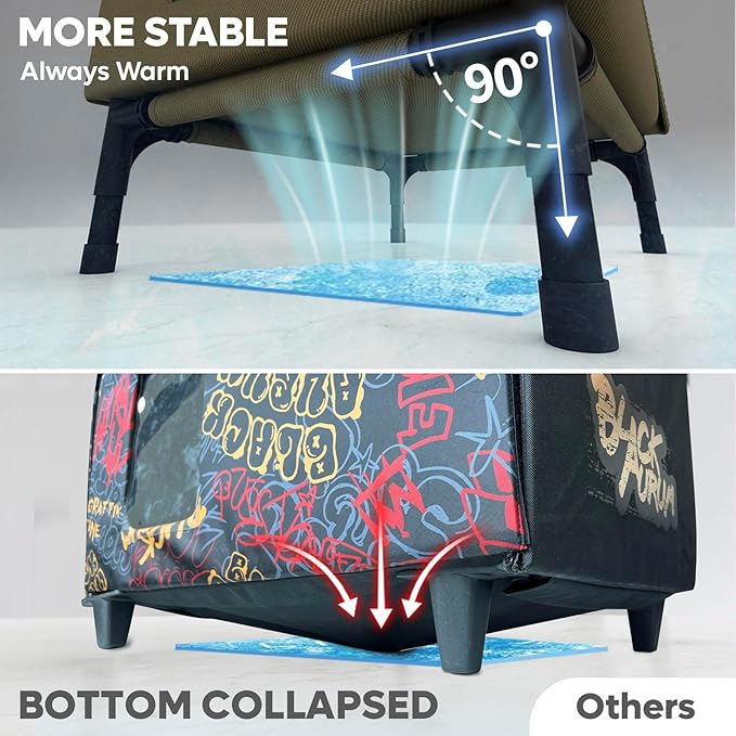 Large Cat House for Outdoor Cats Weatherproof, Indestructible Feral Cat House for Outside, Waterproof Elevated Kitty Pet House with Soft Pad, Extra Roof Cover, Easy Assembly, Barn, Porch