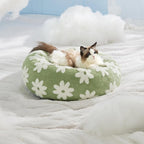 LE SURE Donut Small Dog Bed - Round Cat Beds for Indoor Cats Calming Pet Beds, Cute Modern Beds with Jacquard Shaggy Plush & Anti Slip Bottom, 20 Inch, Green,XS (20x20x6)